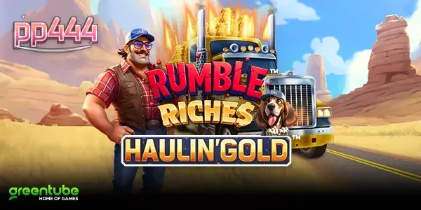 Tampilan visual mesin slot Rumble Riches Haulin Gold dengan tema truk